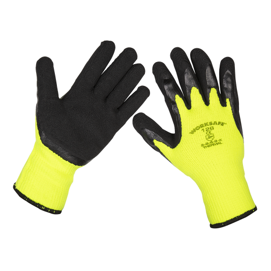 Sealey Thermal Super Grip Gloves Large (L) - Pack of 12 Pairs Yellow 9126/12