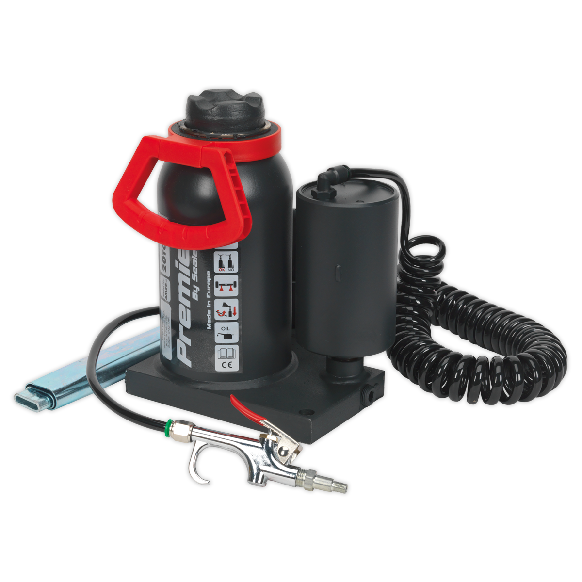 Sealey Bottle Jack 20 Tonne Manual/Air Hydraulic 90° Rotating Pump AM20