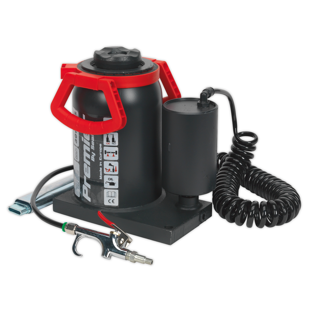 Sealey Bottle Jack 30 Tonne Manual/Air Hydraulic 90° Rotating Pump AM30