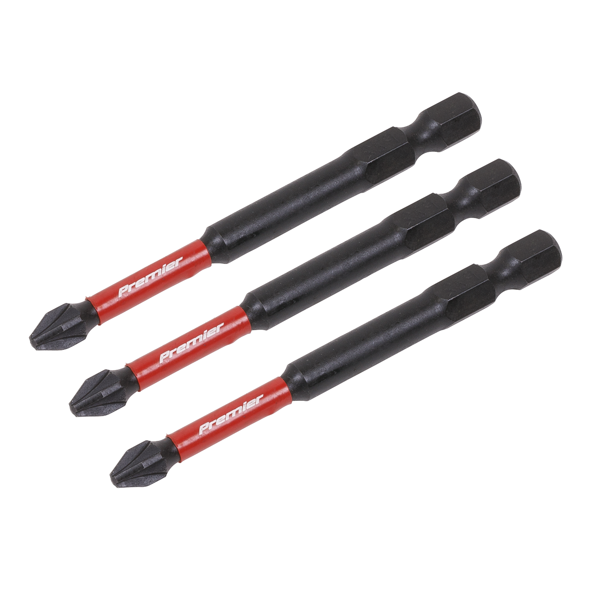 Sealey 3 Pcs 75mm Pozi #2 Impact Power Tool Bit Set Forged From S2 Steel AK8258