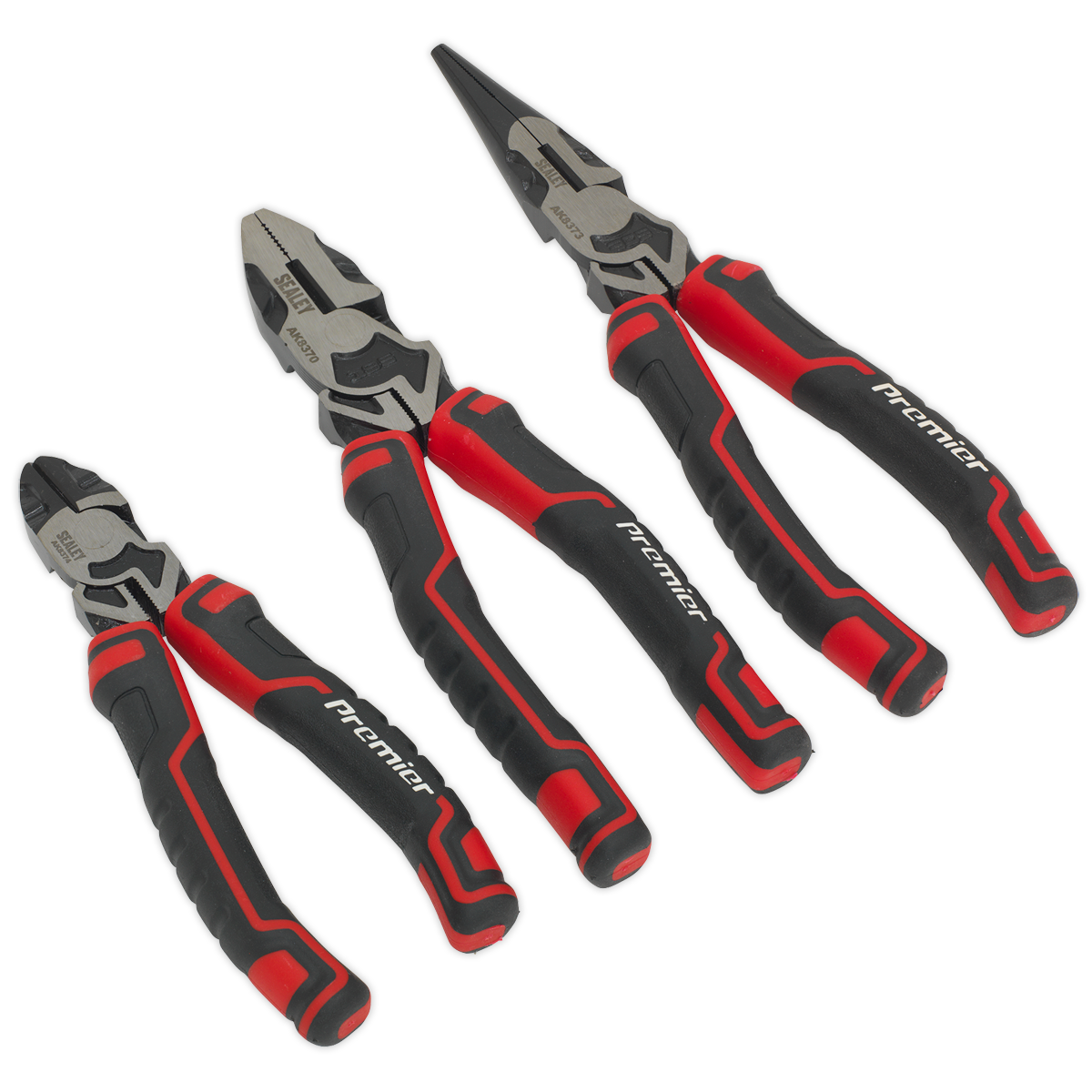 Sealey Pliers Set High Leverage Drop-Forged Chrome Vanadium Steel 3 Pcs AK8376
