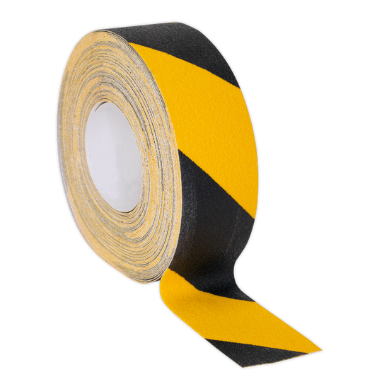 Sealey Anti Slip Tape 50mm x 18m Black Yellow Stripes Self Adhesive ANTBY18