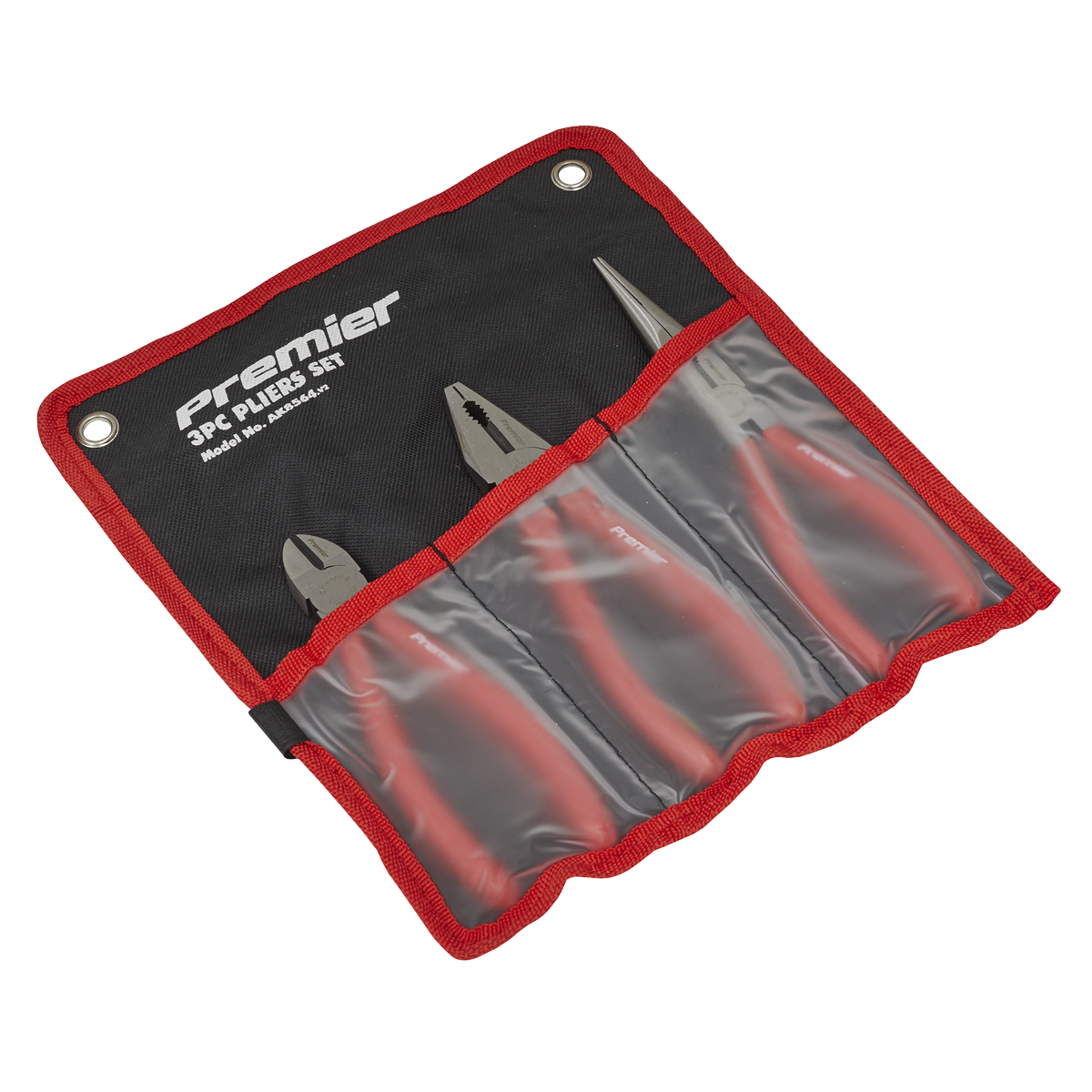 Sealey Pliers Set Chrome Vanadium Steel Fully Polished Finish 3pc AK8564