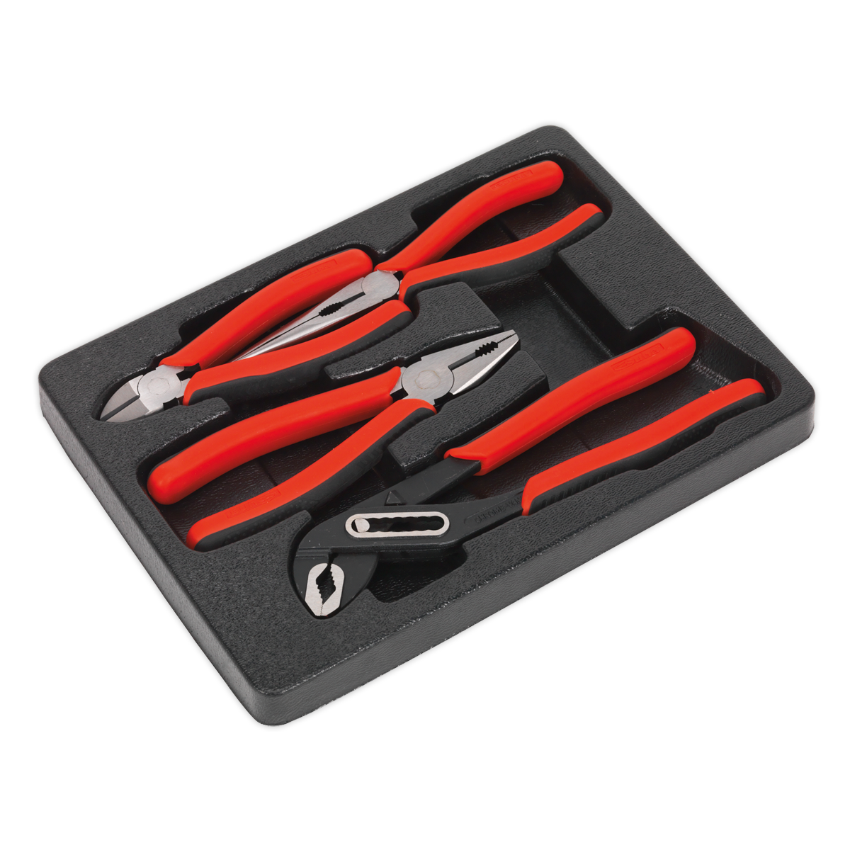 Sealey Pliers Set In Storage Tray 4pc Drop-forged Chrome Vanadium Steel AK8579