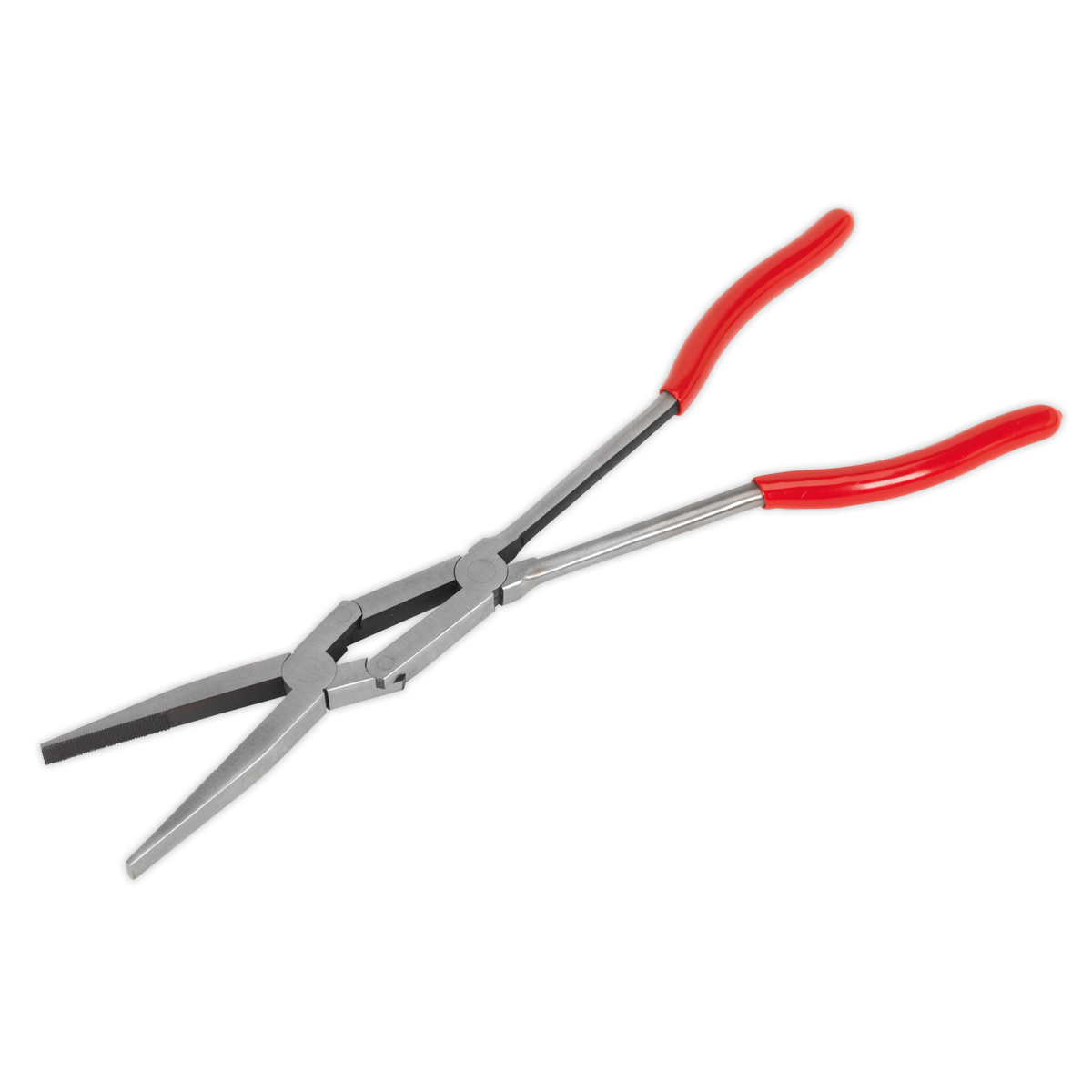 Sealey Flat Nose Pliers Double Joint Long Reach Slim 335mm - Red AK8590