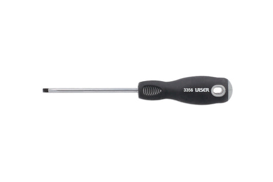 LASER 3356 Screwdriver Professional Flat Slotted 3.2mmx75mm CRV Steel Soft Grip