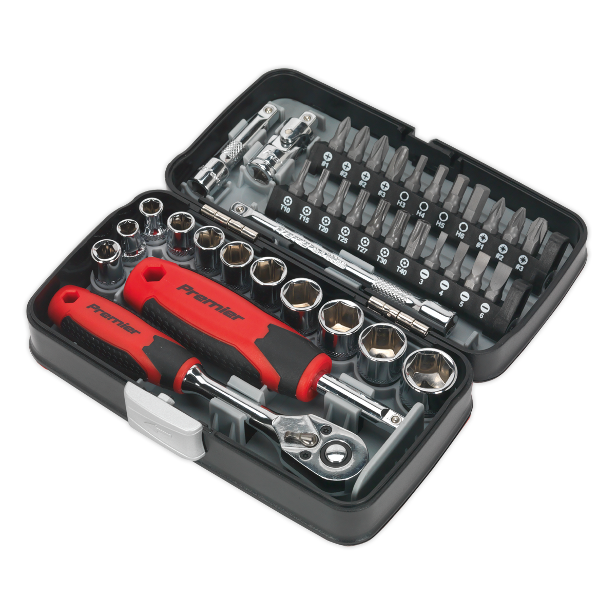 Sealey Socket & Bit Set Chrome Vanadium Steel 38 Pieces 1/4" Square Drive AK8945
