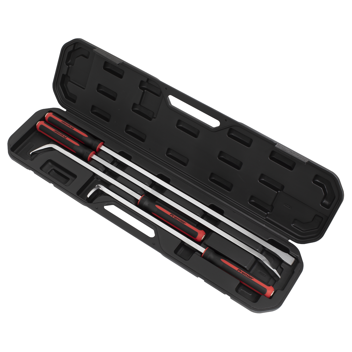 Sealey Prybar Set With Comfortable Soft Grip Handles 4 Pieces Heavy Duty AK9100