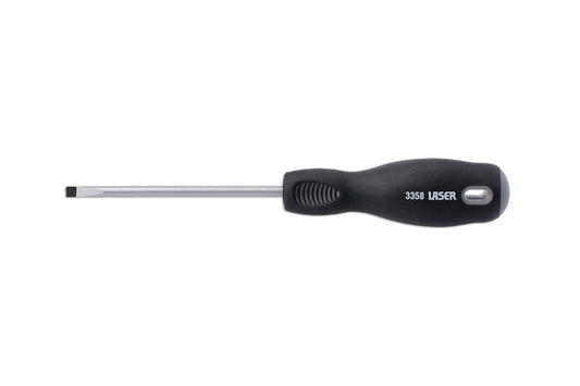 LASER 3358 Screwdriver Professional Flat Slotted 5.0mmx100mm CRV Steel Soft Grip