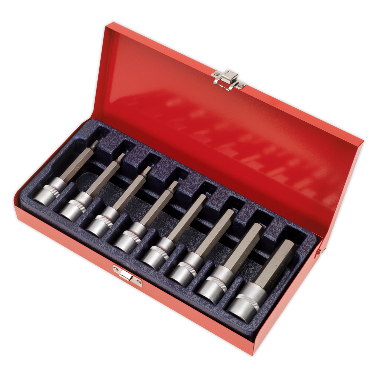 Sealey Hex Socket Bit Set Satin Finish 8 Pieces 1/2" Square Drive Metric AK9310