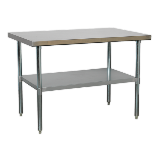 Sealey Stainless Steel Workbench 1.2 Meters Steel Frame 145kg Capacity AP1248SS