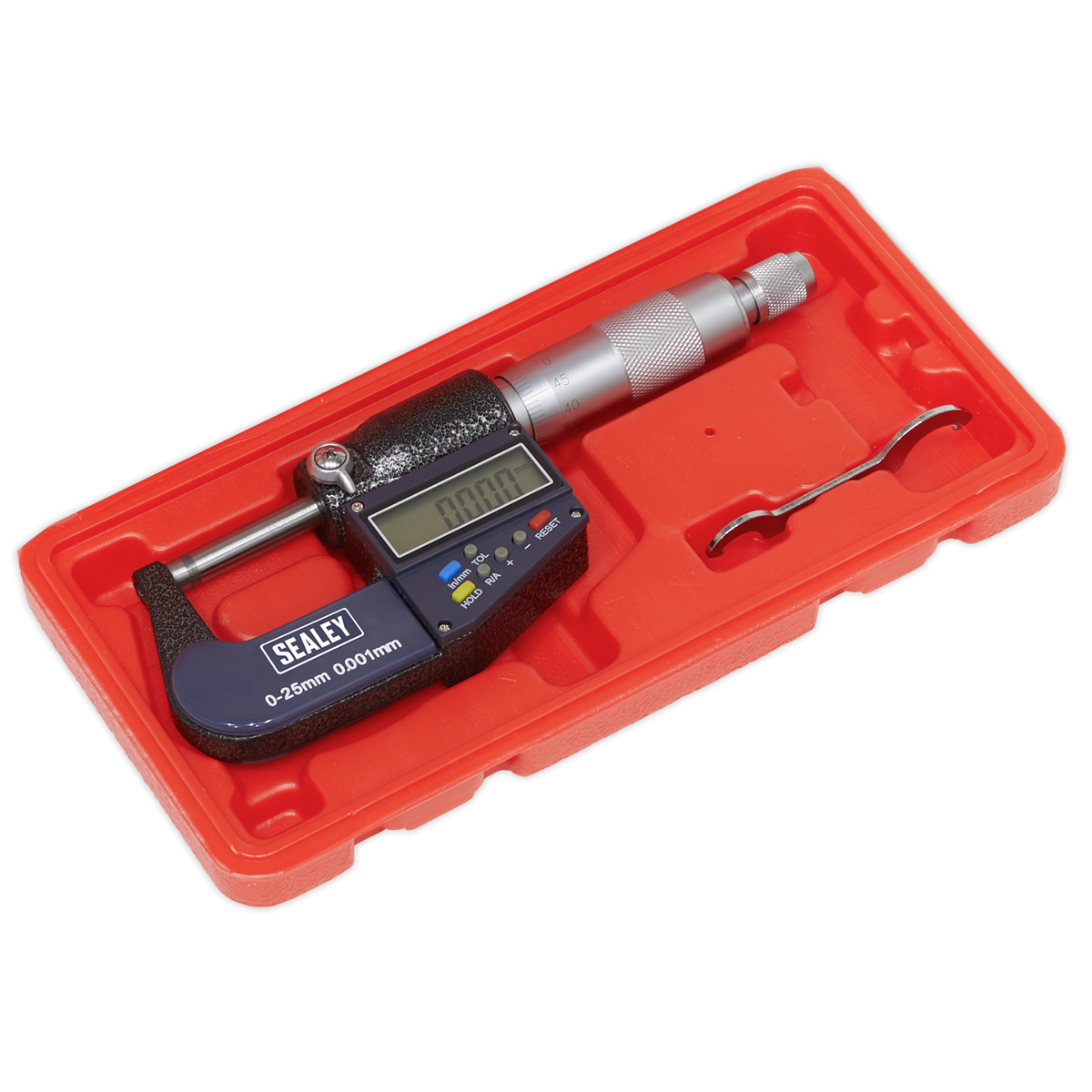 Sealey Digital External Micrometer 0mm - 25mm 0" - 1" Auto Power Off AK9635D