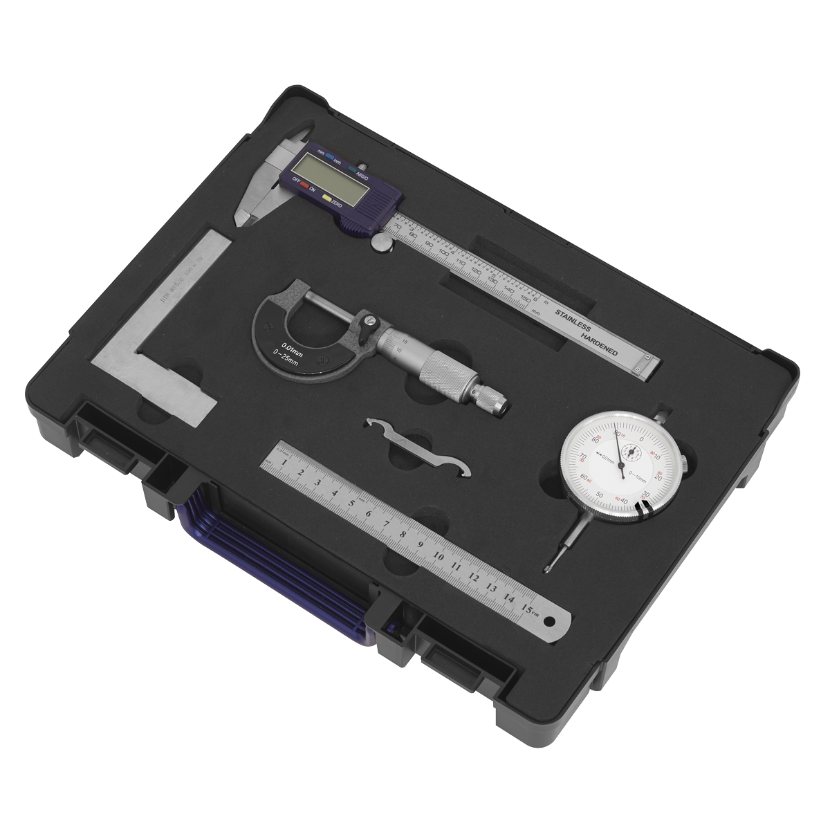 Sealey Measuring Tool Set 5 Pieces Vernier Caliper Micrometer Indicator AK96SET