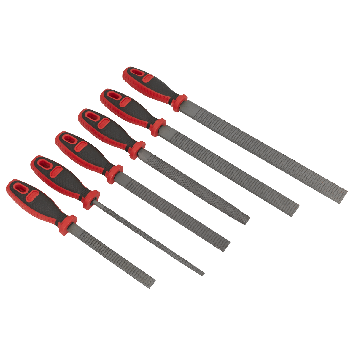 Premier Rasp File Set 6 Pieces Flat/Half Round/Round 200-300mm Ergonomic AKR06