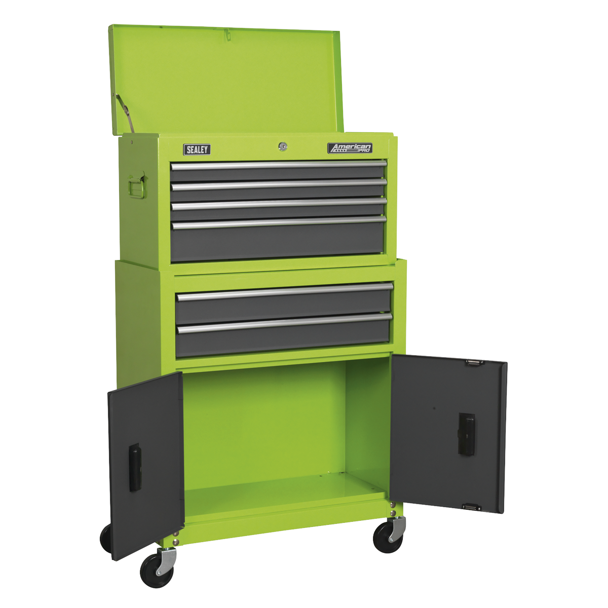 Sealey Topchest Rollcab 6 Drawers W/Ball Bearing Runners Hi-Viz AP2200BBHV