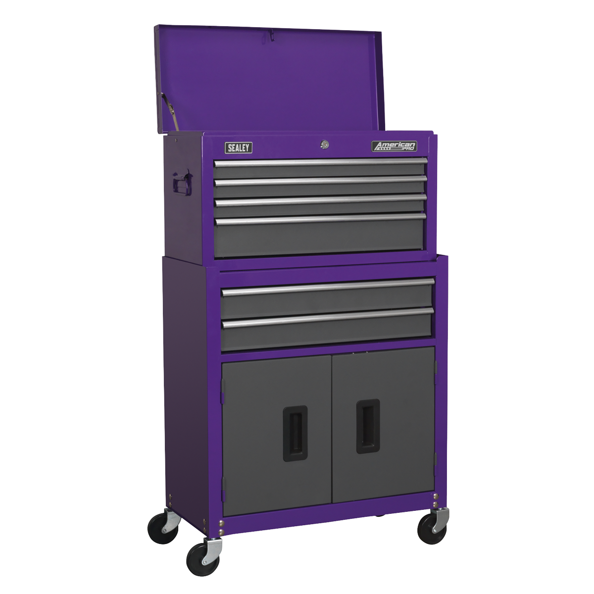 Sealey Topchest Rollcab 6 Drawers Ball Bearing Runners Purple/Grey AP2200BBCP