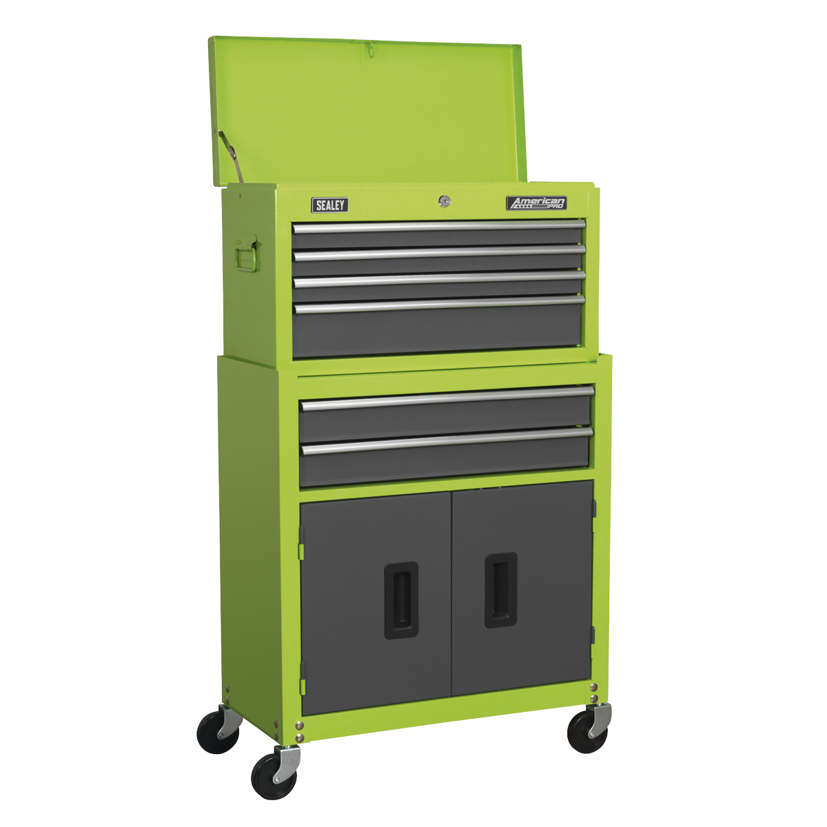 Sealey Topchest Rollcab 6 Drawers W/Ball Bearing Runners Hi-Viz AP2200BBHV