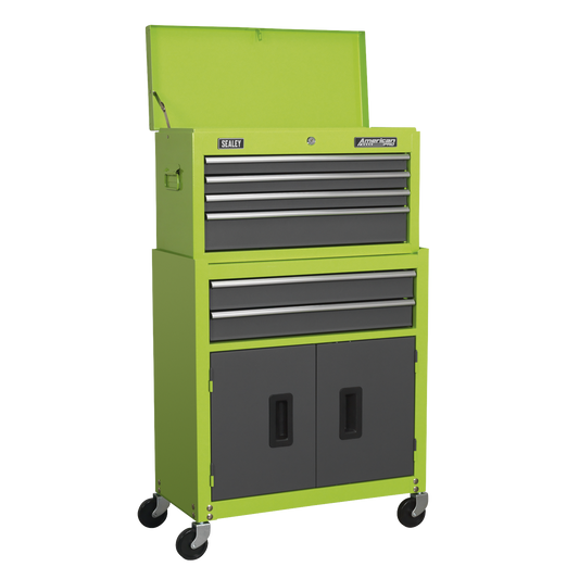 Sealey Topchest Rollcab 6 Drawers W/Ball Bearing Runners Hi-Viz AP2200BBHV