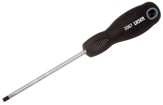 LASER 3367 Screwdriver Professional Flat Slotted 3.2mmx75mm CRV Steel Soft Grip