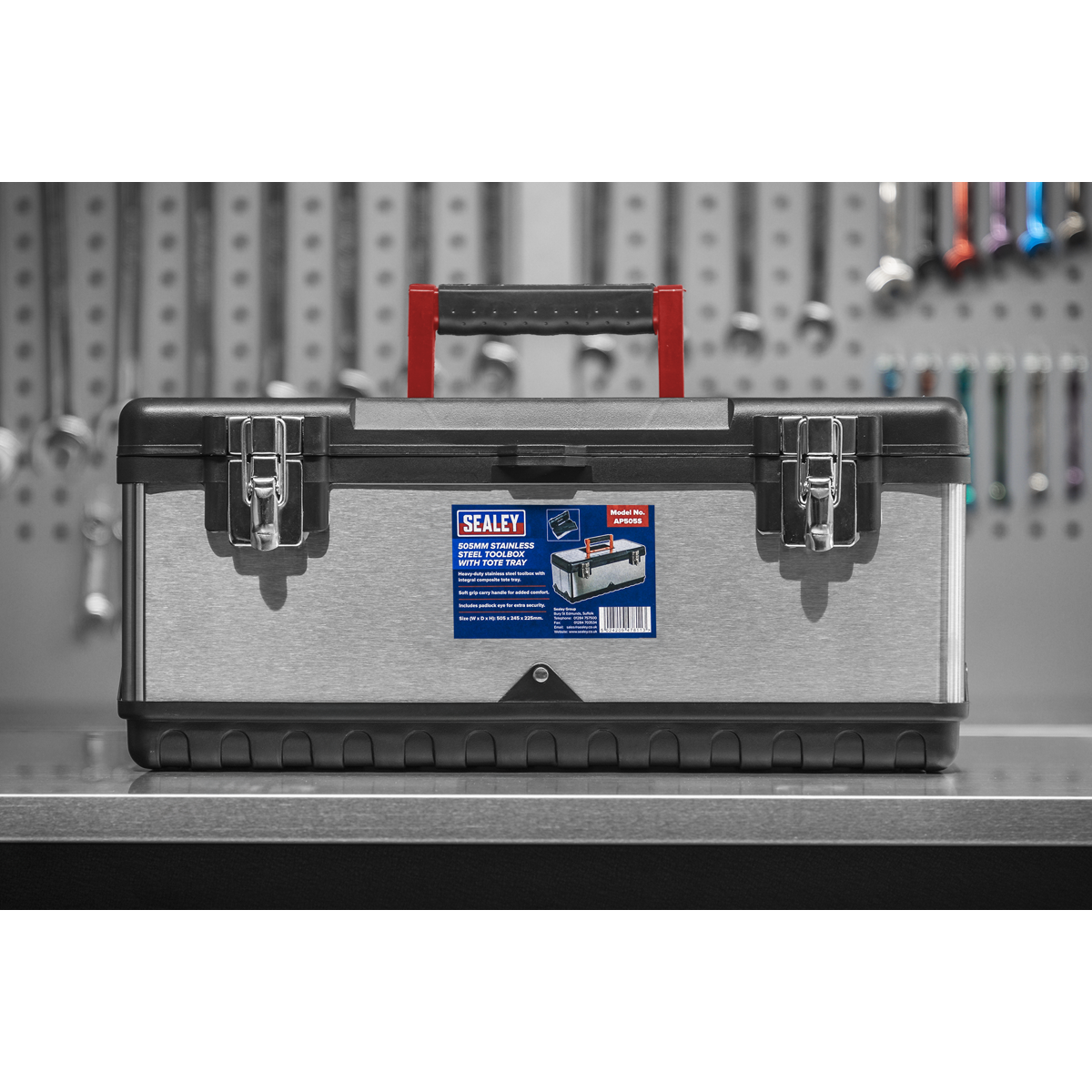 Sealey Stainless Steel Tool Box 505mm With Tote Tray Heavy Duty Stainless AP505S