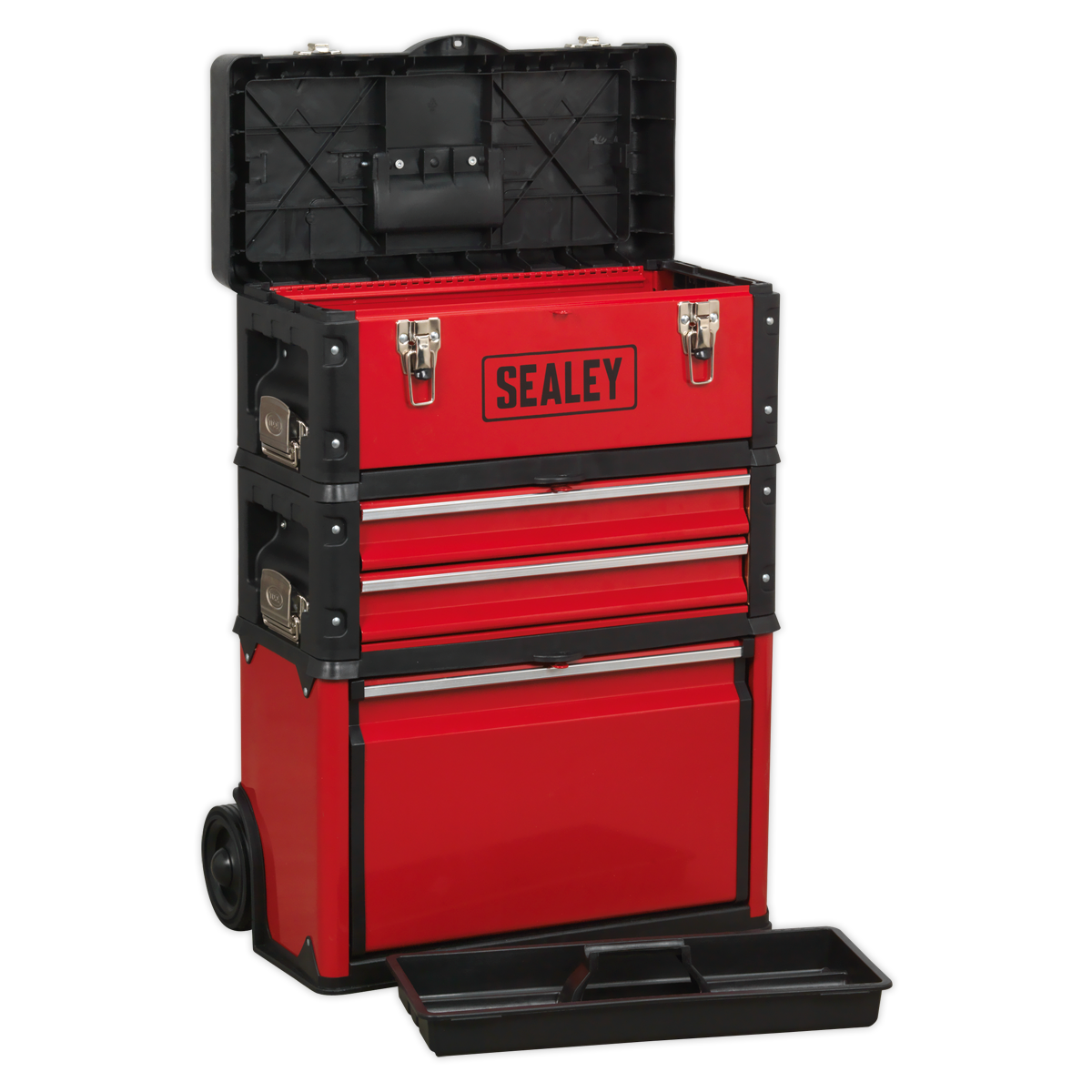 Sealey 3 Compartment Mobile Steel/Composite Toolbox With Extendable Handle AP548