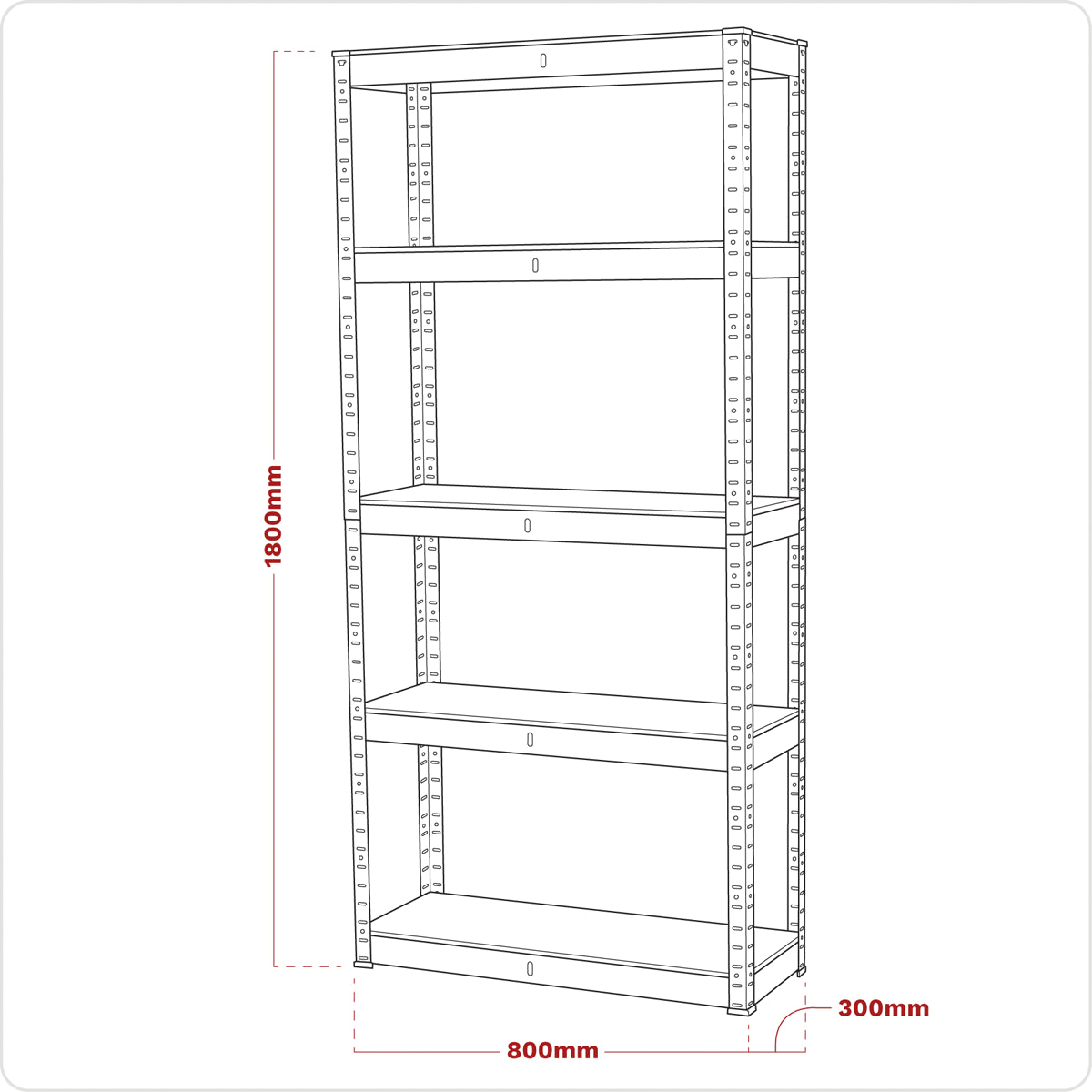 Sealey Racking Unit Storage With 5 MDF Shelves 150kg Capacity/Level Red AP6150
