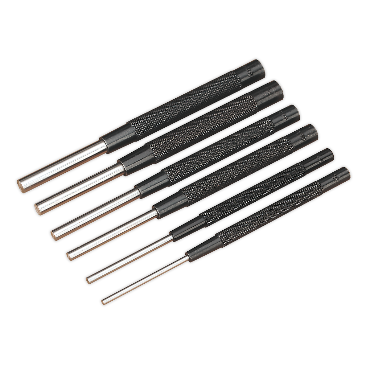 Sealey Parallel Pin Punch Set 6 Pieces Chrome Vanadium Steel 3-8mm AK9123