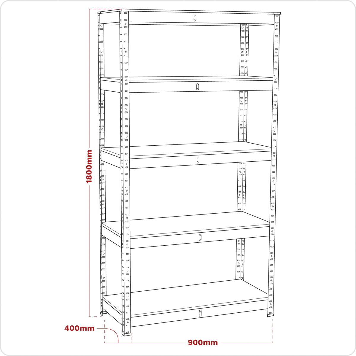 Sealey 5 MDF Shelf Racking Unit 350kg Capacity Per Level Silver AP6350GS