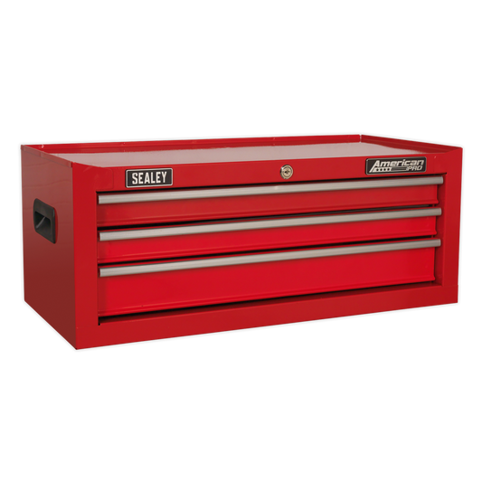Sealey Mid Box 3 Drawer With Ball Bearing Slide Tool Storage Chest Box Red AP223