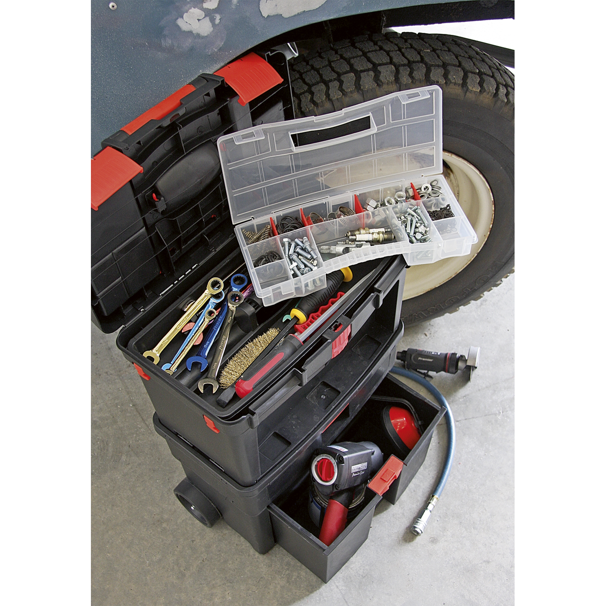 Sealey Mobile Tool Chest Box With Tote Tray & Removable Assortment Storage AP850