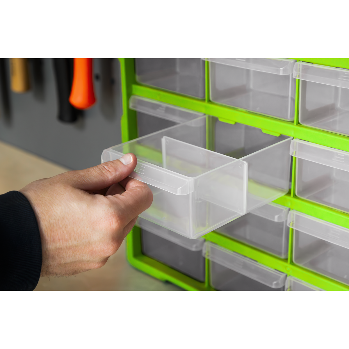 Sealey Cabinet Box 18 Drawer Wall Mountable - Hi-Vis Green/Black APDC18HV
