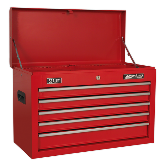 Sealey Top Chest 5 Drawer With Ball Bearing Slides Tool Storage Box Red AP225