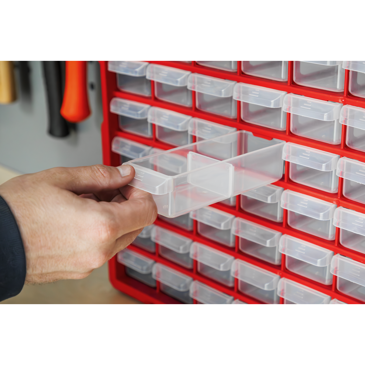 Sealey Cabinet Box 60 Drawer Wall Mountable/Freestanding - Red/Black APDC60R