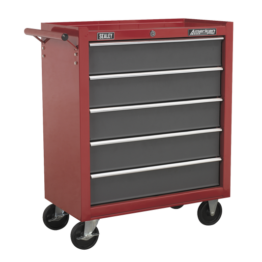 Sealey Rollcab 5 Drawers With Ball Bearing Runners Two Keys - Red/Grey AP22505BB