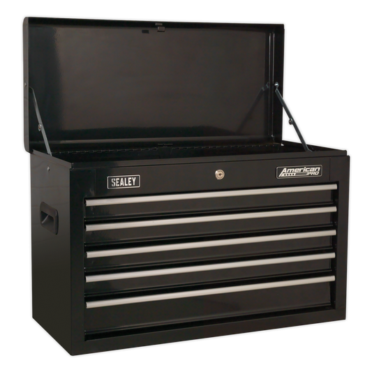 Sealey Top Chest 5 Drawer With Ball Bearing Slides Tool Storage Box Black AP225B