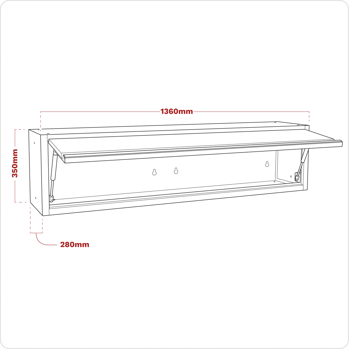 Sealey Modular Wall Cabinet Lift-Up Door With Gas Struts - 1360mm APMS68