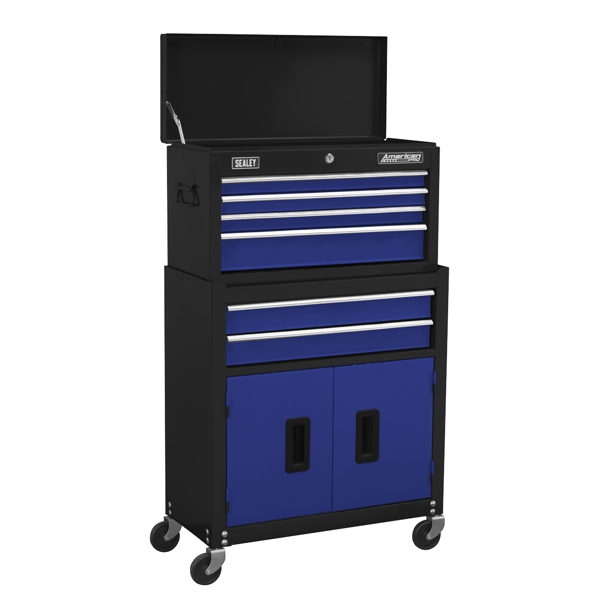 Sealey Top Chest Box Rollcab Combination 6 Drawer Ball Bearing Slides Blue AP22B