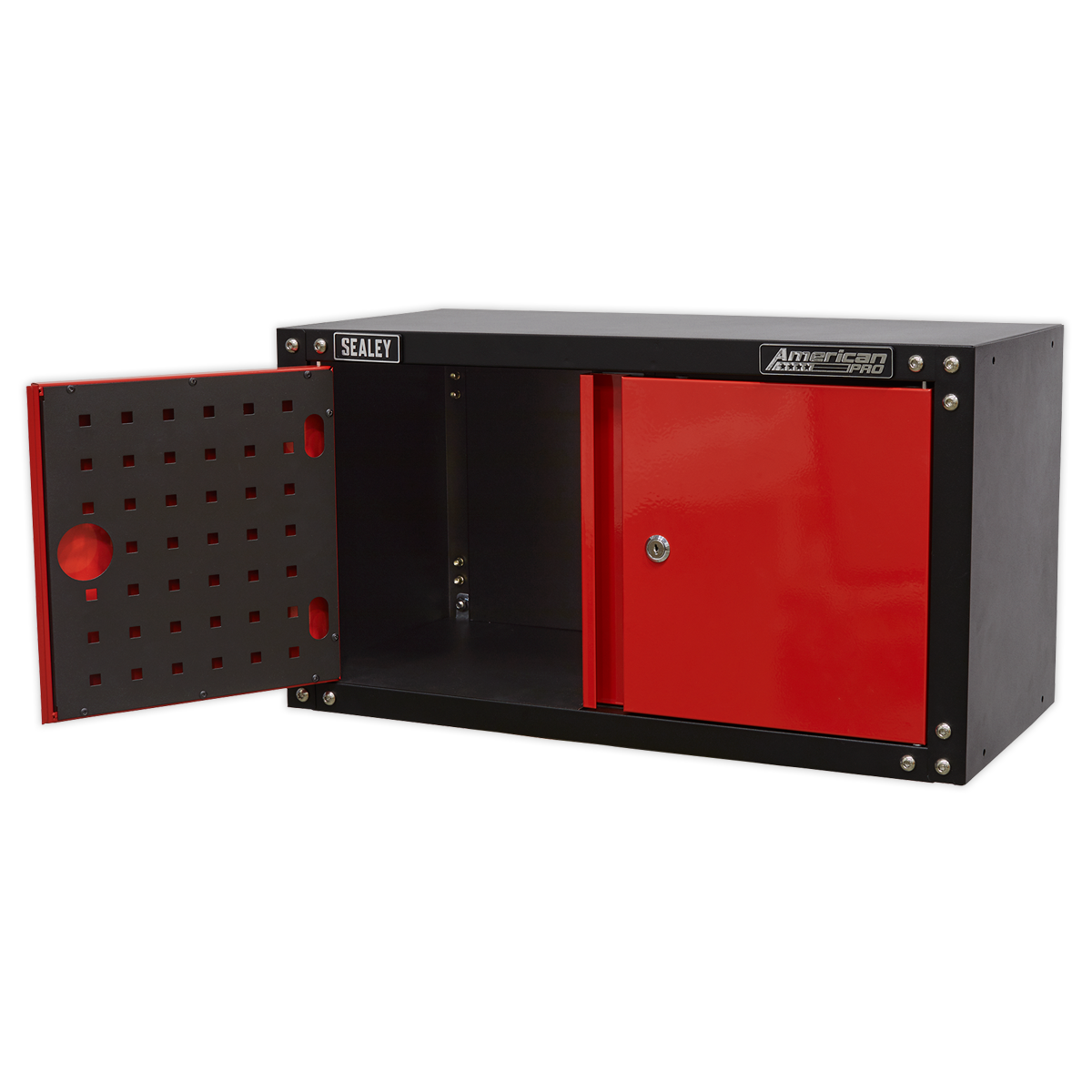 Sealey Modular 2 Door Wall Cabinet With Lock & Two Keys 665mm Red/Black APMS85