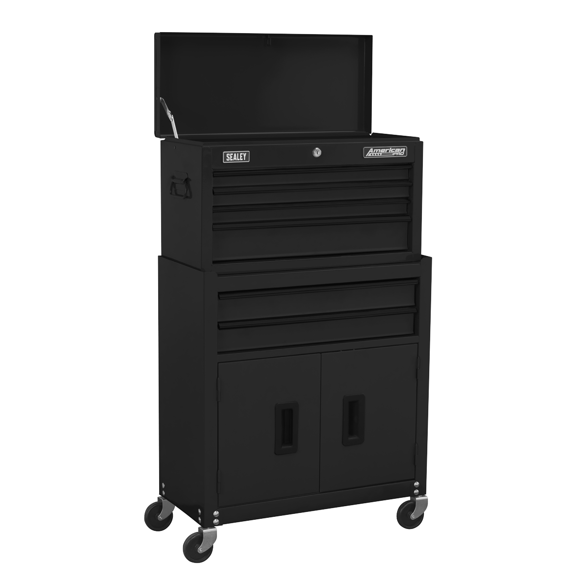 Sealey Top Chest Rollcab Combination 6 Drawer Ball Bearing Slides Black AP22BK