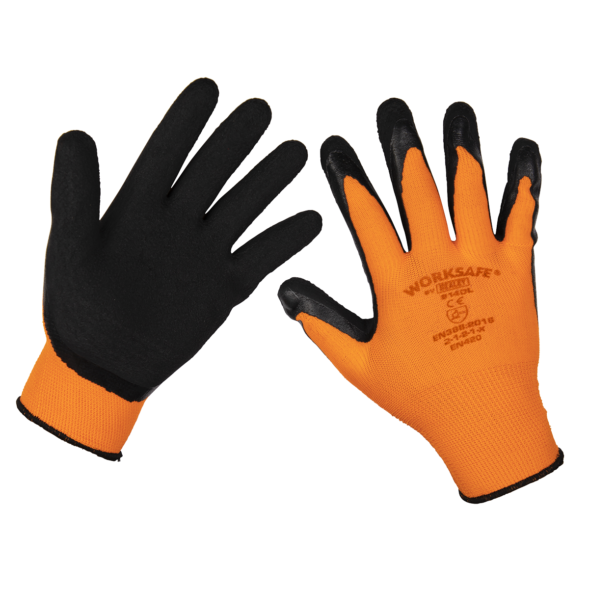Sealey Foam Latex Workshop Safety Work Gloves Large (L) - 12PK Pairs 9140L/12