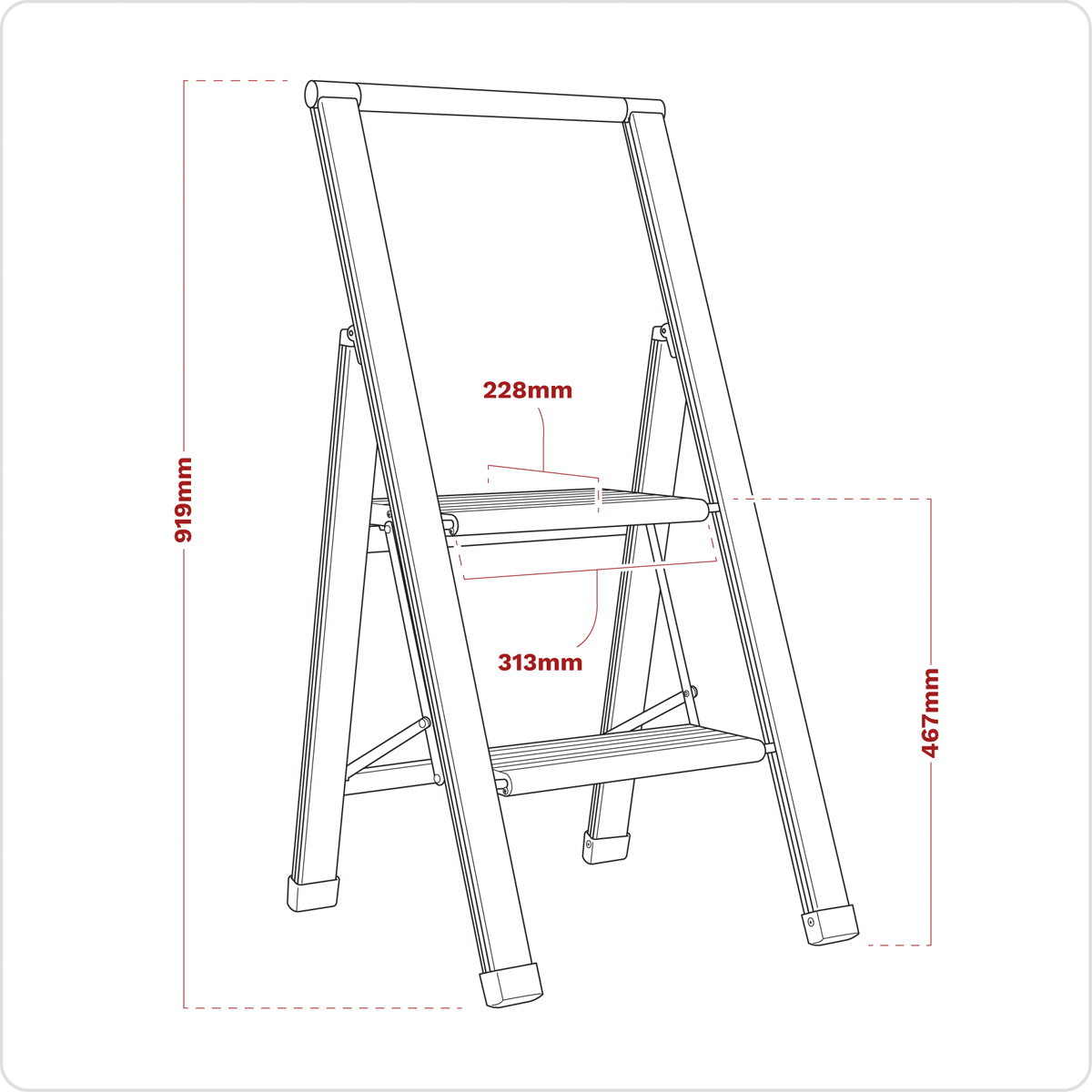 Sealey Professional Folding Step Ladder Aluminium 2 Steps 150kg Capacity APSL2