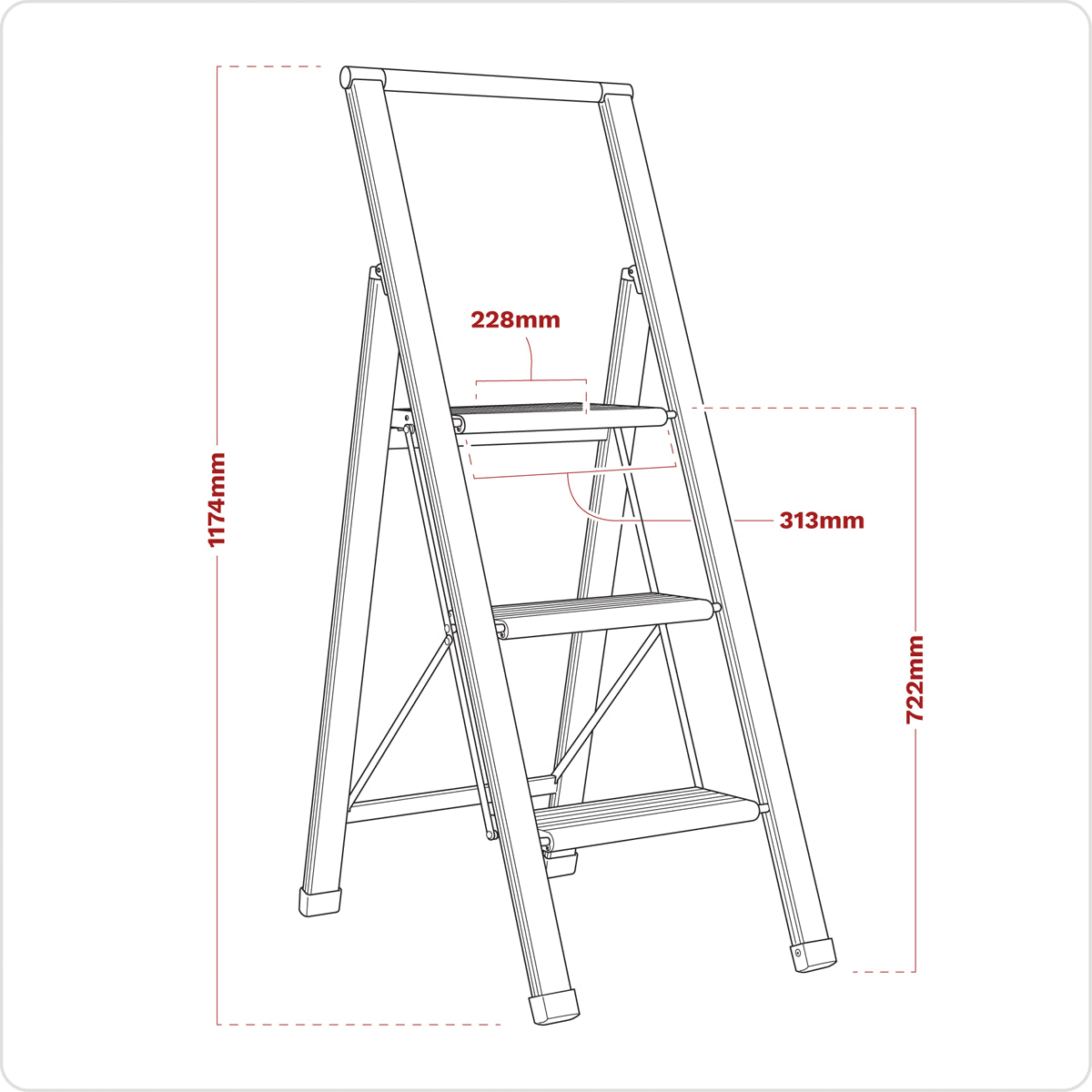 Sealey Professional Folding Step Ladder Aluminium 3 Steps 150kg Capacity APSL3