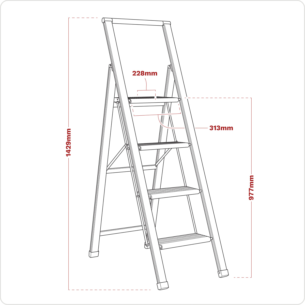 Sealey Professional Folding Step Ladder Aluminium 4 Steps 150kg Capacity APSL4