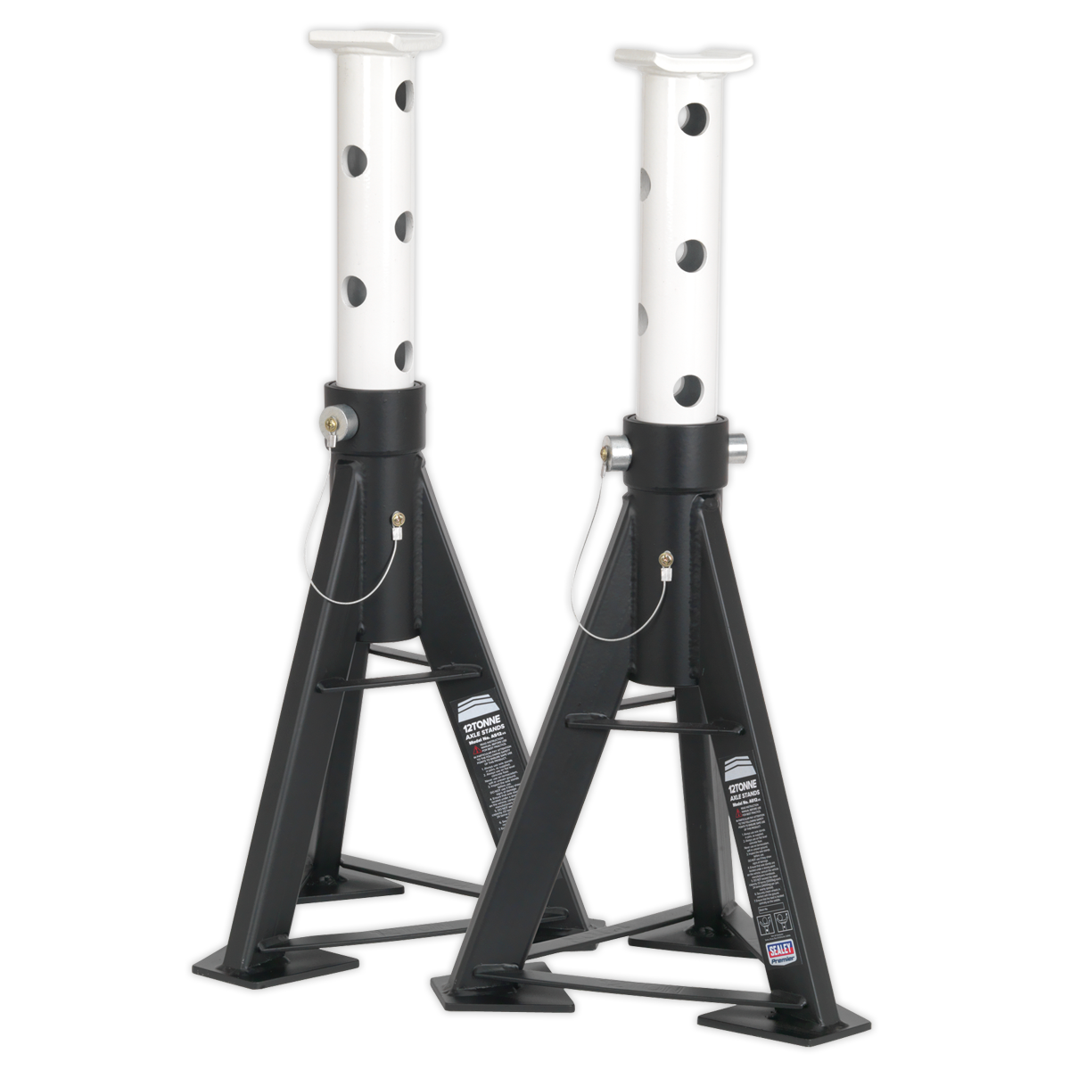 Sealey 2x Heavy Duty Axle Stands 12 Tonne Capacity/Stand 24 Tonne/Pair AS12