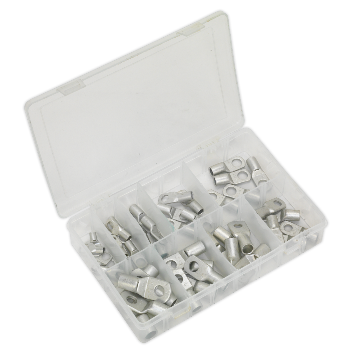 Sealey Copper Lug Terminal Assortment 52 Pieces Electrical + Storage Box AB016CT