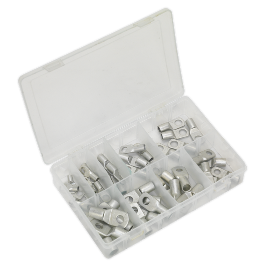 Sealey Copper Lug Terminal Assortment 52 Pieces Electrical + Storage Box AB016CT