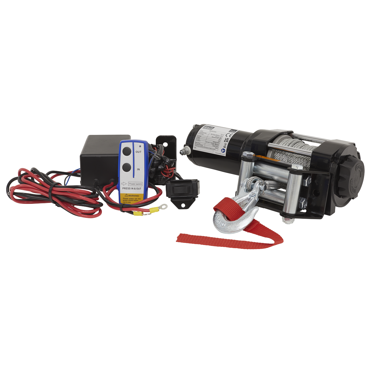 Sealey ATV Winch 1000kg Line Pull Wireless 12V Pull & Turn Clutch ATV1000W