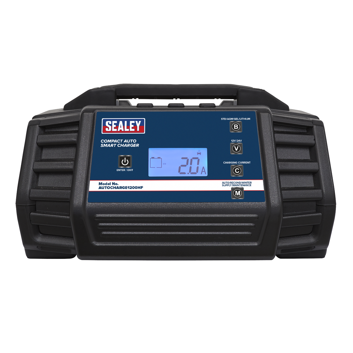 Sealey Compact Auto Smart Charger 12A 9-Cycle 12V 24V Lithium AUTOCHARGE1200HF
