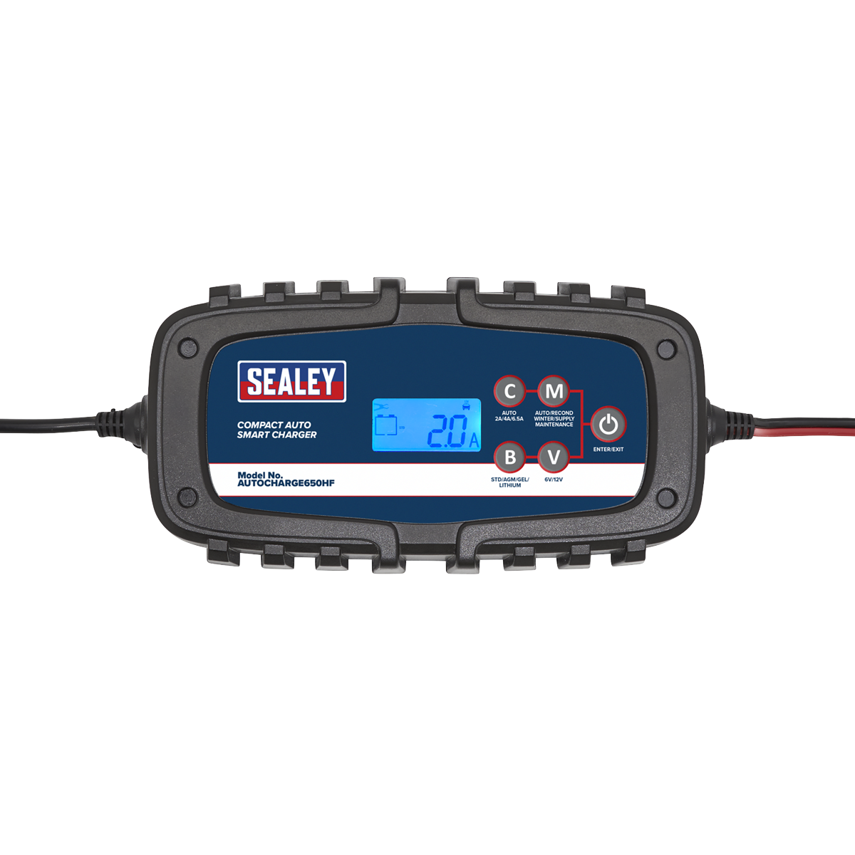 Sealey Compact Auto Smart Charger 6.5A 9-Cycle 6V 12V Lithium AUTOCHARGE650HF