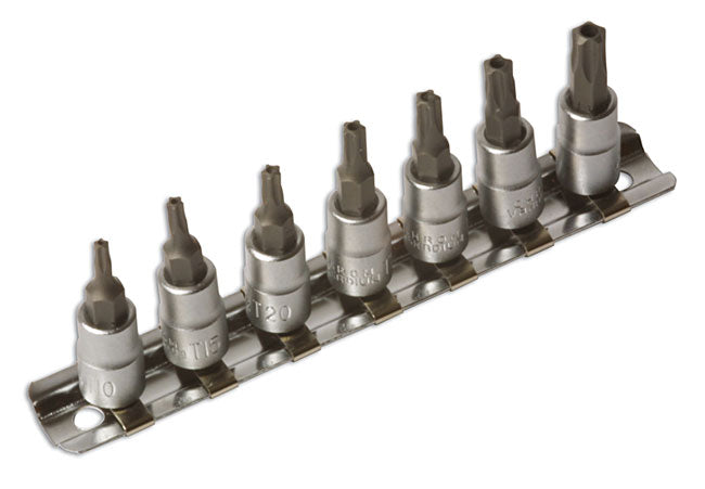 LASER 3389 Socket Bit Set 7 Pieces 1/4" Drive TS10-TS40 Star 5 Sided Tamperproof